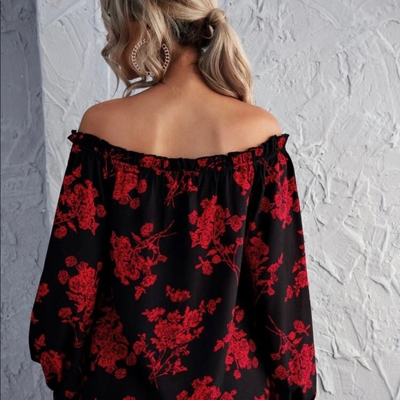 Host Pick” Floral Print Off the Shoulder Ruffled Top - Picture 3 of 7